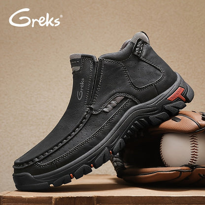 Bottines à enfiler cousues main pour homme GREKS, mocassins décontractés style Chukka, semelle antidérapante pour la randonnée, la conduite et le quotidien – chaussures légères et confortables pour homme