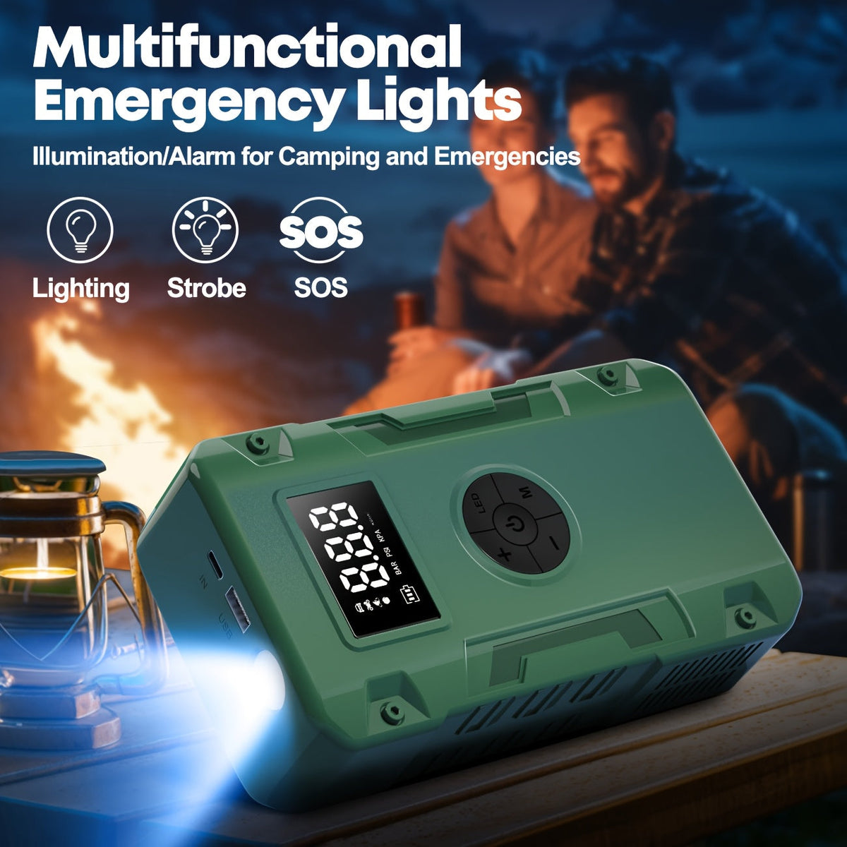 Démarreur de batterie 10000A 7-en-1 avec compresseur d'air 150PSI – Booster de batterie portable pour moteurs essence et diesel, pompe haute pression, kit d'urgence pour véhicule, batterie externe