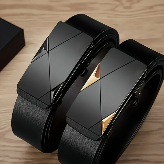 Ceinture à boucle automatique pour homme - Ceinture coulissante réglable noire pour tenue habillée et jean, ceinture durable et confortable sans trou avec boucle micro-ajustable, cadeau idéal pour papa et mari