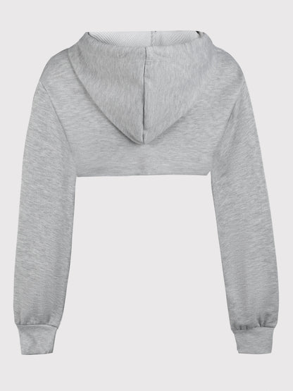 Women's Super Short Crop Hoodie – Drawstring Hood Dipped Hem 100% Polyester Casual Pullover Top for Fall & Winter