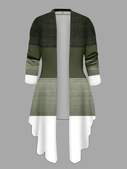 Ensemble tailleur 3 pièces pour femme – Veste cardigan imprimée avec pantalon et gilet unis, tenue de bureau élégante au quotidien, bleu marine / rouge foncé / vert, tailles S-XXL