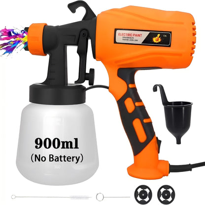 Pistolet à peinture électrique HVLP – Pistolet pulvérisateur airless avec 3 motifs, réservoir de 800 ml, nettoyage facile pour maison, meubles, placards, clôtures, murs, voitures et projets de bricolage