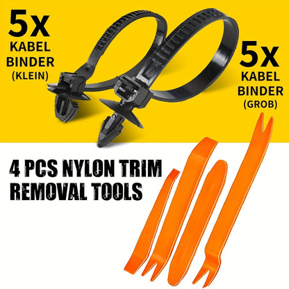 Kit d'assortiment de clips de fixation pour voiture 115/635/640/1290 pièces - 16 tailles de rivets en nylon pour pare-chocs et garde-boue, fixations automobiles avec serre-câbles et outil de démontage