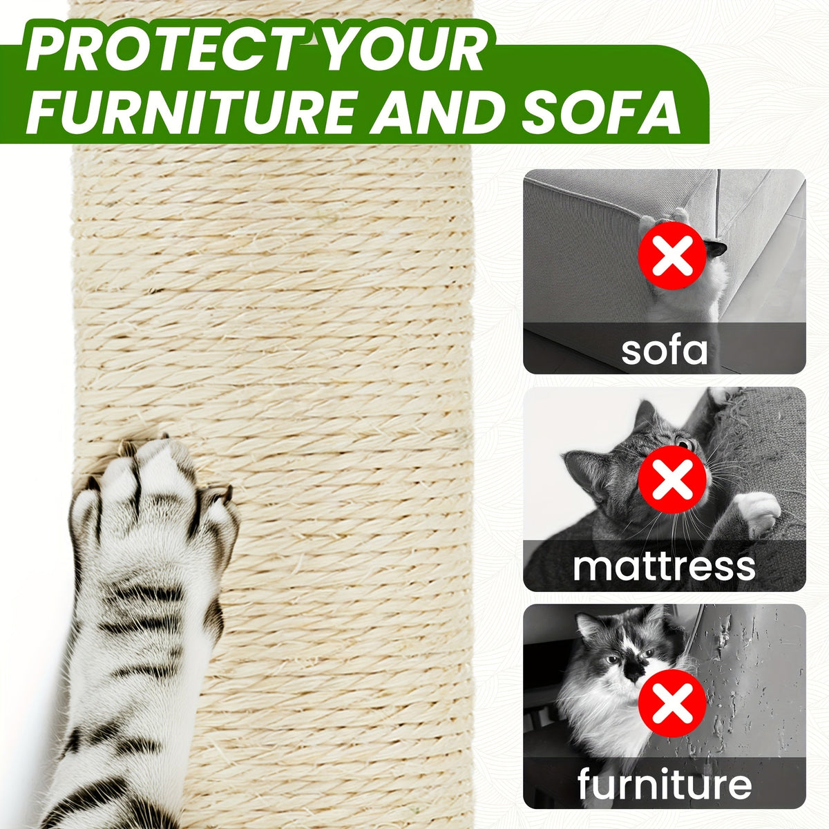 Arbre à chat de 140 cm pour chats d'intérieur avec feuilles vertes – Grande tour à chat multi-niveaux avec hamac, poteaux à griffer en sisal, jouet à suspendre, mobilier pour chat pour salon et chambre