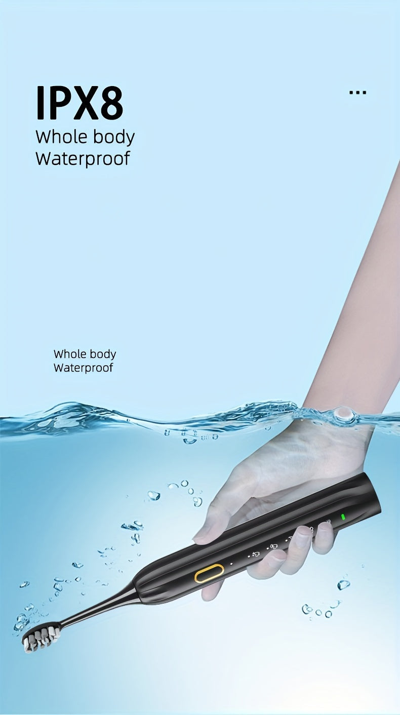 Sonic Electric Toothbrush IPX8 Waterproof USB Rechargeable with 5 Replacement Brush Heads Smart Timer Metal Shaft for Adults Men Women Couple Style Rechargeable Oral Care