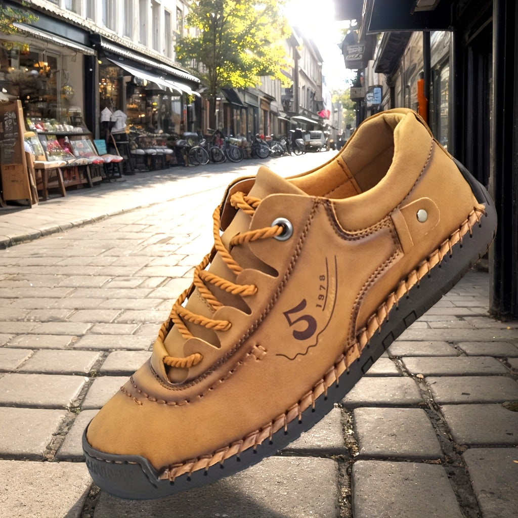 Baskets décontractées cousues main pour homme – Chaussures de marche légères à semelle plate, disponibles en noir, kaki, bleu, vert militaire et brun jaunâtre, pointures US 7,5 à 12,5