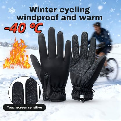 Gants thermiques d'hiver doublés en polaire, coupe-vent, compatibles écran tactile, fermeture éclair, gants doux et chauds pour hommes et femmes, noirs, pour temps froid, conduite, course, cyclisme, randonnée, usage quotidien