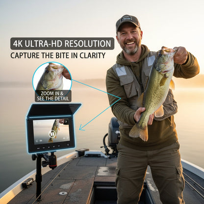 Détecteur de poissons avec caméra sous-marine HD, écran 4,3 pouces, objectif grand angle 140 degrés, lumière attractive pour poissons, kit de visionnage de pêche portable pour la pêche sur glace, en lac et en rivière