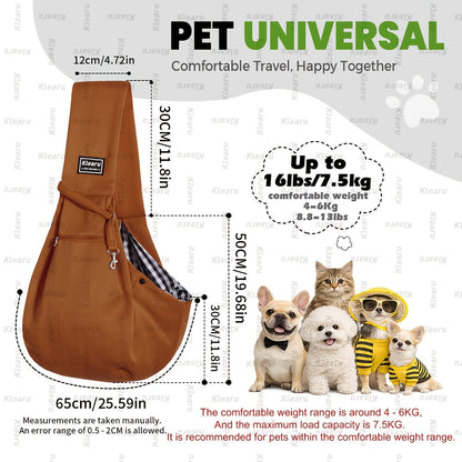 Sac bandoulière de transport pour chats et chiens jusqu'à 6,3 kg - Sac de transport croisé pour petits chiens et chats avec poche zippée - Sac bandoulière mains libres pour voyages en extérieur - Cadeau pour animaux pour Halloween et Noël
