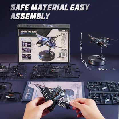 ROBOTIME Puzzle 3D en métal Raie Manta Kit de modèle mécanique MI06 Assemblage DIY Cadeau d'ingénierie pour adultes et adolescents 14+ Décoration de bureau à domicile