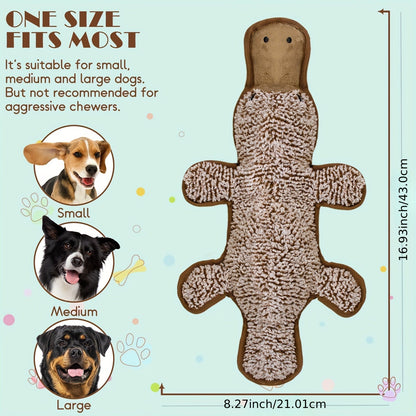 Jouet pour chien ornithorynque froissant – Jouet en peluche sans rembourrage avec pouic pour petites et moyennes races, jouet d'intérieur propre pour chiots et chiens âgés, jouet léger et sûr sans pile, marron