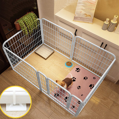 Enclos pour chien d’intérieur en acier inoxydable – Parc pour animaux multifonction avec zones de repos, de jeu et d’apprentissage de la propreté pour petits et moyens chiens, pré-assemblé pour une installation facile, noir ou blanc