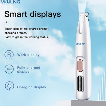 Pet Hair Clipper USB Rechargeable Cordless Silent Dog Cat Grooming Kit Electric Razor Trimmer with Scissors & Comb Grooming Tool for Dogs Cats White