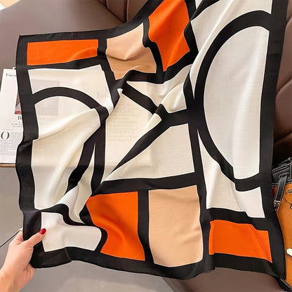 Écharpe et châle color-block en viscose pour femme – Accessoire doux et respirant à motif géométrique, coupe-vent et protection solaire pour les sorties décontractées et les voyages, léger, facile d'entretien et lavable à la main, beige kaki orange
