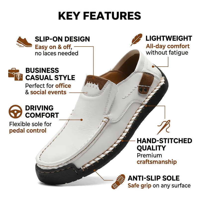 Mocassins de conduite cousus main pour homme, chaussures à enfiler légères et respirantes – Mocassins décontractés style bateau pour le travail, les voyages, la marche et l'extérieur, tailles US 4–12,5