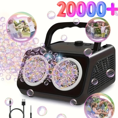 Machine à bulles automatique pour enfants et tout-petits – Souffleuse à bulles électrique avec 2 ventilateurs, plus de 20 000 bulles par minute, fonctionne sur piles, solution à bulles incluse, jouet à bulles d'extérieur pour fêtes et anniversaires