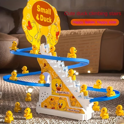 Ensemble de 6 canetons électriques monte-escaliers, jouet toboggan pour canards jaunes avec lumières et musique pour tout-petits garçons et filles, jouet interactif pour bébé, cadeau idéal pour Pâques, Halloween, Noël et les anniversaires