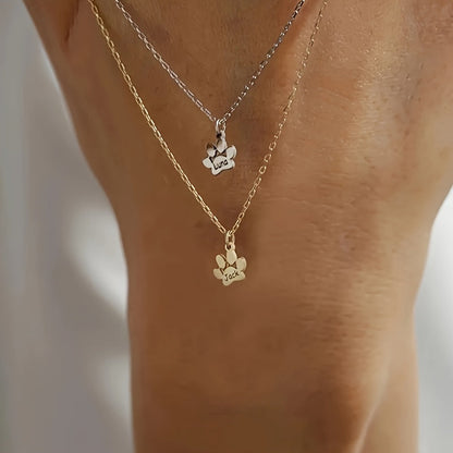 Collier avec empreinte de patte de chien personnalisée – Bijou commémoratif pour animaux de compagnie avec 1 à 5 pattes, cadeau élégant pour les amoureux des animaux pour la Saint-Valentin, Noël et toute l'année