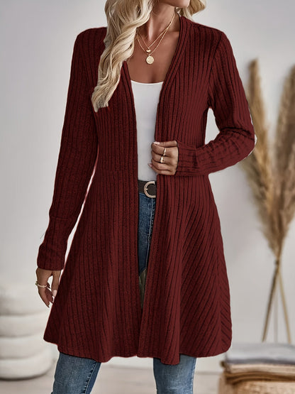 Gilet ouvert pour femme, cardigan en maille à manches longues, couleur unie, veste décontractée idéale pour la superposition, printemps automne S M L XL XXL