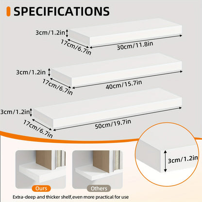 Étagères murales flottantes en bois, lot de 2/4/6, 15,7, 19,7, 22 pouces, étagères murales pour salon, cuisine, salle de bain, chambre, supportant 13,6 kg, noyer, marron, blanc, noir, gris, décoration et rangement maison