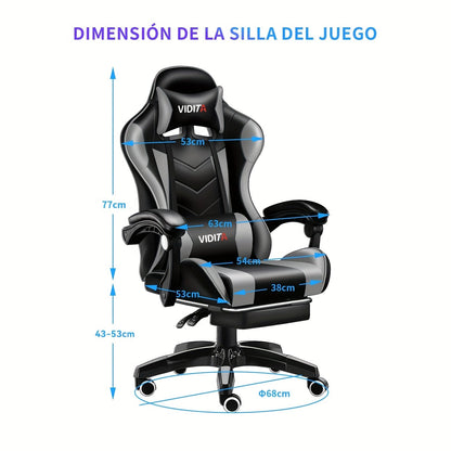 Chaise de bureau gaming ergonomique style course avec soutien lombaire, dossier haut réglable pour adultes et adolescents, fauteuil inclinable pour ordinateur PC