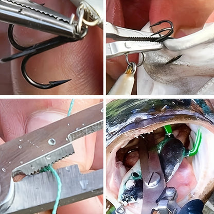 Ensemble pince de pêche et pince à poisson 2 pièces en acier inoxydable avec poignée confort TPR, verrou à ressort, dégorgeoir, coupe-fil et cordon - Outil de pêche essentiel en eau douce et en eau salée, cadeau pour pêcheurs
