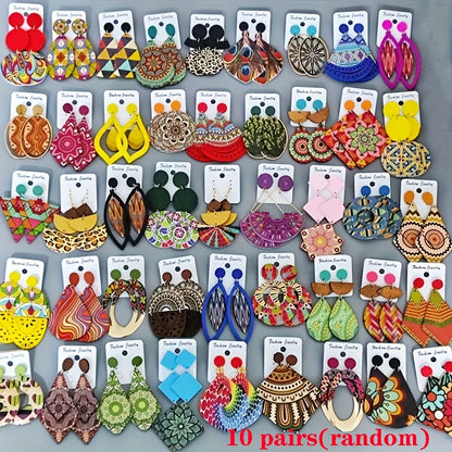 Lot de 10/20 paires de boucles d'oreilles bohèmes vintage – Assortiment de boucles d'oreilles pour femmes à imprimés floraux, bijoux de mode bohèmes pour fêtes et usage quotidien, cadeau idéal pour femmes et filles