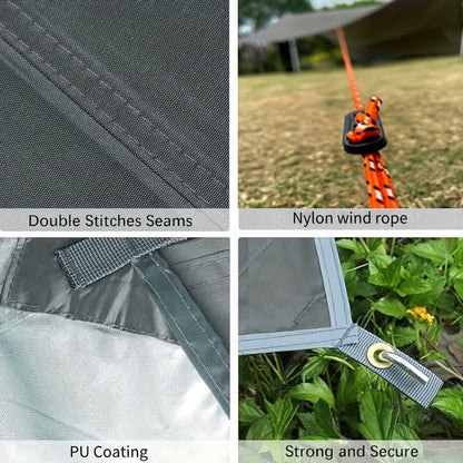 Toile de tente de camping avec protection UV et support en alliage – Abri pliable et portable pour 4 personnes pour randonnée, camping, jardin et survie en plein air | Auvent de camping toutes saisons