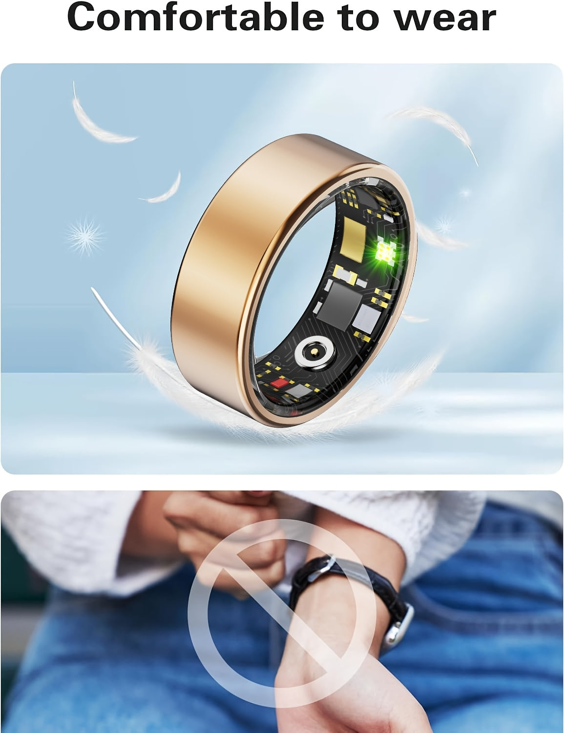 Smart Ring for Women – Fitness Tracker with Heart Rate, Sleep Monitor, Stress & Menstrual Tracking, 100+ Sports Modes, IP68 Waterproof, No Subscription, iPhone & Android