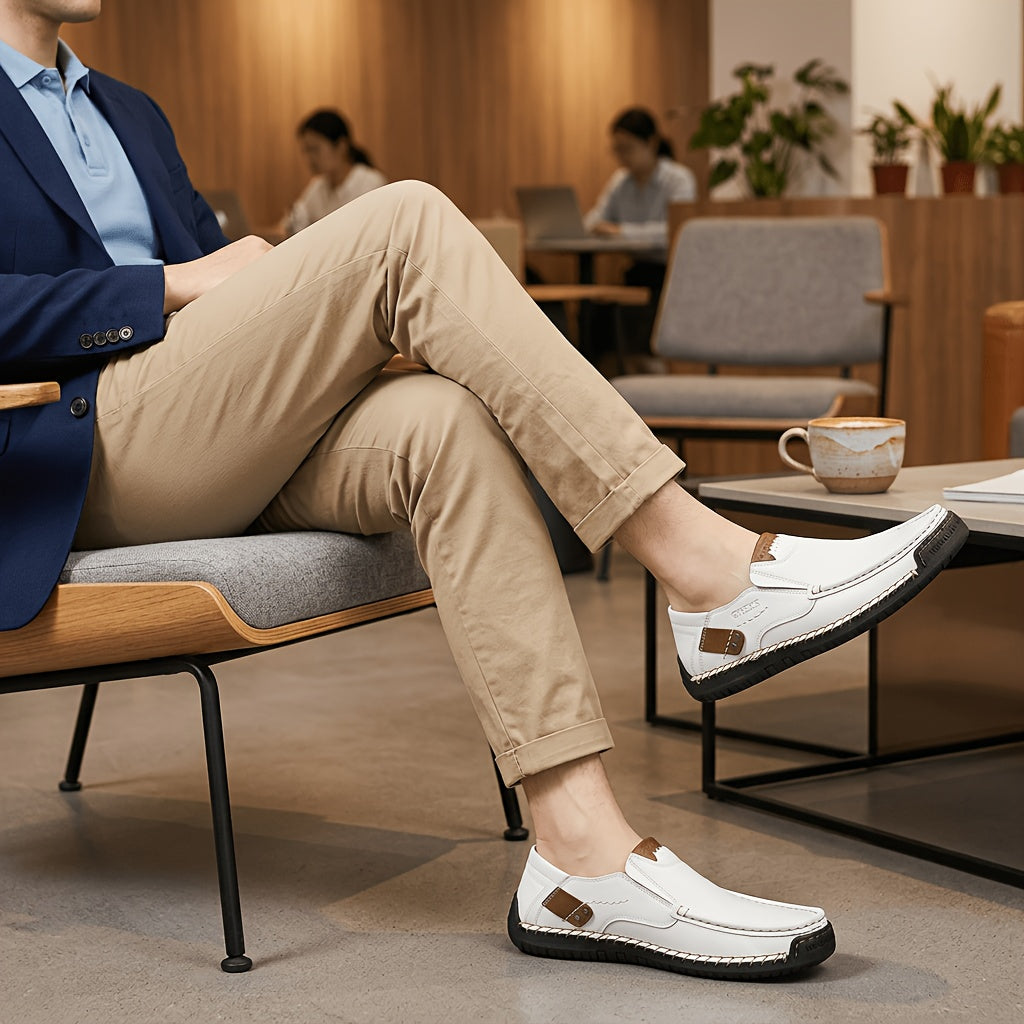 Mocassins de conduite cousus main pour homme, chaussures à enfiler légères et respirantes – Mocassins décontractés style bateau pour le travail, les voyages, la marche et l'extérieur, tailles US 4–12,5