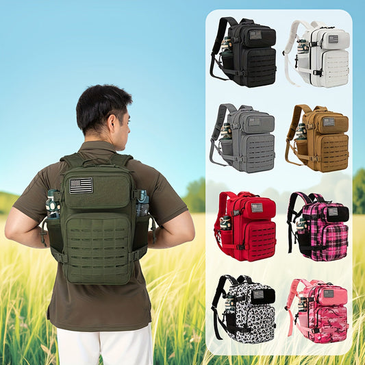25L MOLLE Tactical Laptop Backpack for Men Women – Military Bug Out Bag Hiking Daypack with Dual Cup Holders, 9 Colors, Office & Outdoor Travel Pack