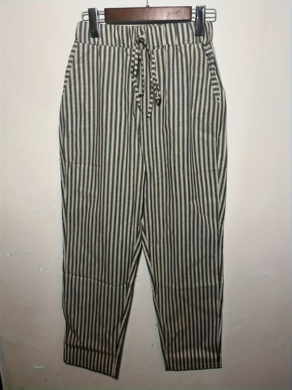 Pantalon large à rayures pour femme, coupe décontractée, bande latérale, pantalon léger en polyester - Pantalon mode confortable toutes saisons, tailles S M L XL XXL, plusieurs coloris