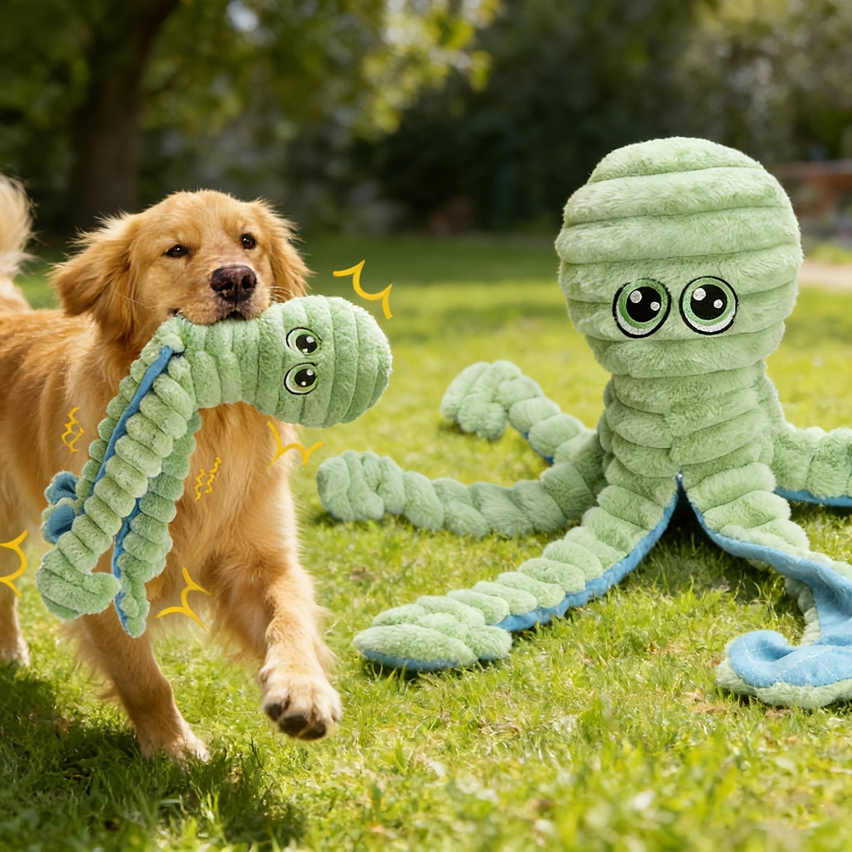Jouet pour chien en peluche poulpe couineur – Jouet interactif à mâcher pour chiots et chiens, jouet animal doux pour le nettoyage des dents, idéal pour les races de petite, moyenne et grande taille, cadeau mignon, 5 couleurs