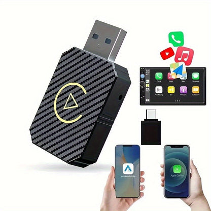 Mini adaptateur CarPlay sans fil, version améliorée 2025 – Dongle Plug & Play pour convertir le CarPlay filaire en sans fil pour Apple iPhone et Android, faible latence, connexion rapide et stable, aucune batterie requise, jeu de ports USB inclus