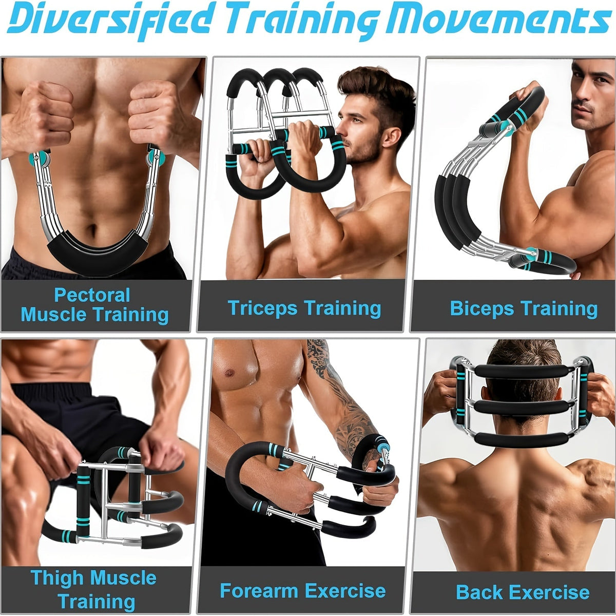 Appareil d'entraînement de la force des bras, extenseur de poitrine, barre à 3 niveaux de résistance réglables, extenseur portable et détachable pour renforcer les avant-bras, appareil de musculation pour le haut du corps à domicile