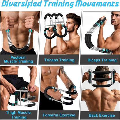 Appareil d'entraînement de la force des bras, extenseur de poitrine, barre à 3 niveaux de résistance réglables, extenseur portable et détachable pour renforcer les avant-bras, appareil de musculation pour le haut du corps à domicile