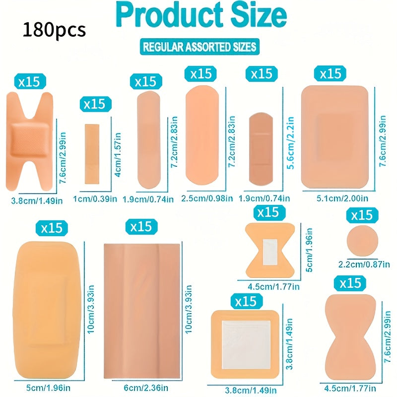 180/360 pansements adhésifs en tissu flexible, tailles assorties – Pansements respirants pour le bout des doigts et les articulations, assortiment de pansements élastiques en tissu pour les premiers soins à la maison et en extérieur