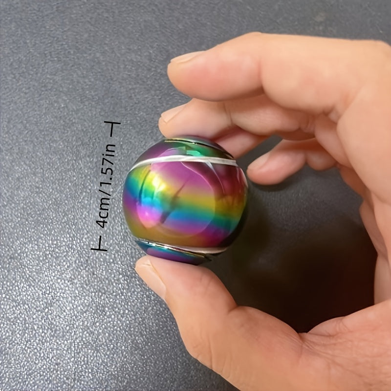 Toupie gyroscope à bille rotative, jouet anti-stress de bureau à double roulement haute vitesse, cadeau de fête, bleu irisé noir