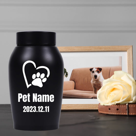 Urne funéraire personnalisée pour cendres de chien et de chat - Urne commémorative en acier inoxydable gravée au nom de votre animal, 2 tailles et 5 couleurs, souvenir hommage durable pour animaux de compagnie bien-aimés