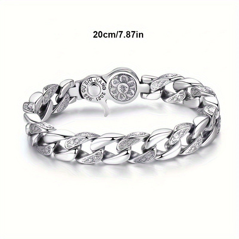 Bracelet homme en argent sterling 925 – Design à maillons classique, disponible en 3 tailles : 18 cm, 20 cm, 22 cm. Bijou à porter au quotidien, idéal comme cadeau pour hommes, famille et amis.