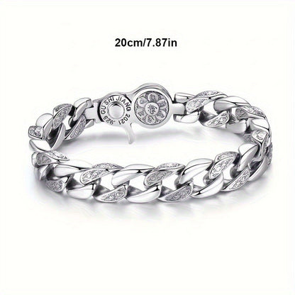 Bracelet homme en argent sterling 925 – Design à maillons classique, disponible en 3 tailles : 18 cm, 20 cm, 22 cm. Bijou à porter au quotidien, idéal comme cadeau pour hommes, famille et amis.