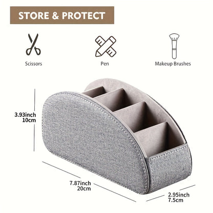 Support de télécommande à 5 compartiments, organisateur de bureau en similicuir pour salon, permet de ranger télécommandes TV, stylos, lunettes, pinceaux de maquillage, fournitures de bureau, boîte de rangement décorative pour la maison