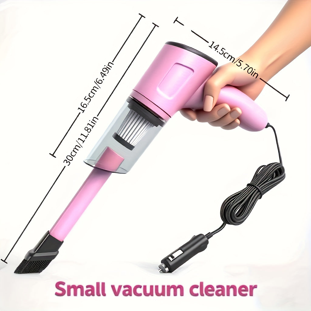 Mini aspirateur de voiture portable rose, forte aspiration, nettoyage humide et sec pour poils d'animaux, multifonctionnel, sans fil, design mignon pour femmes et filles