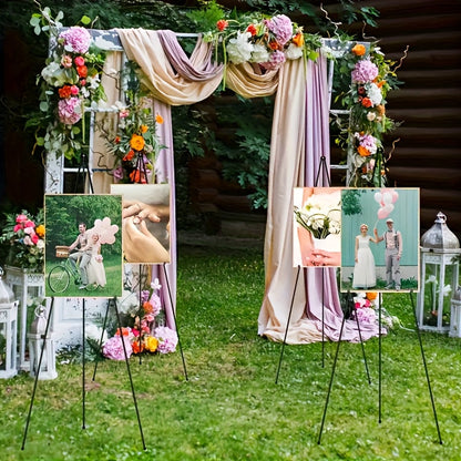 Easel Stand 63 Inch Portable Floor Easel Metal Tripod with Carry Bag for Wedding Signs Poster Display Black Gold 1 or 2 Pack