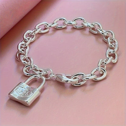 Bracelet chaîne pour femme en argent sterling 925 – Bracelet délicat à pendentif avec fermoir mousqueton style bohème coréen, hypoallergénique, léger (2 g), cadeau idéal pour elle