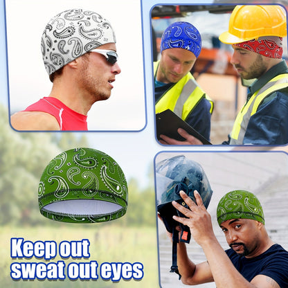 Lot de 10 calottes pour hommes, bonnet rafraîchissant en tricot anti-transpiration, bandeau style durag, doublure de casque de soudage, bonnet pour cyclisme et sport, styles vintage variés, pour usage quotidien et activités de plein air
