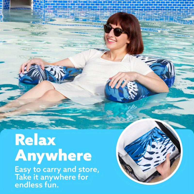 Inflatable Pool Float Chair for Adults – Leaf Design Floating Lounger with Mesh Sling, 1 & 2 Pack, Portable Summer Pool Float for Beach Lake & Pool Parties, 30x16x24 Inch