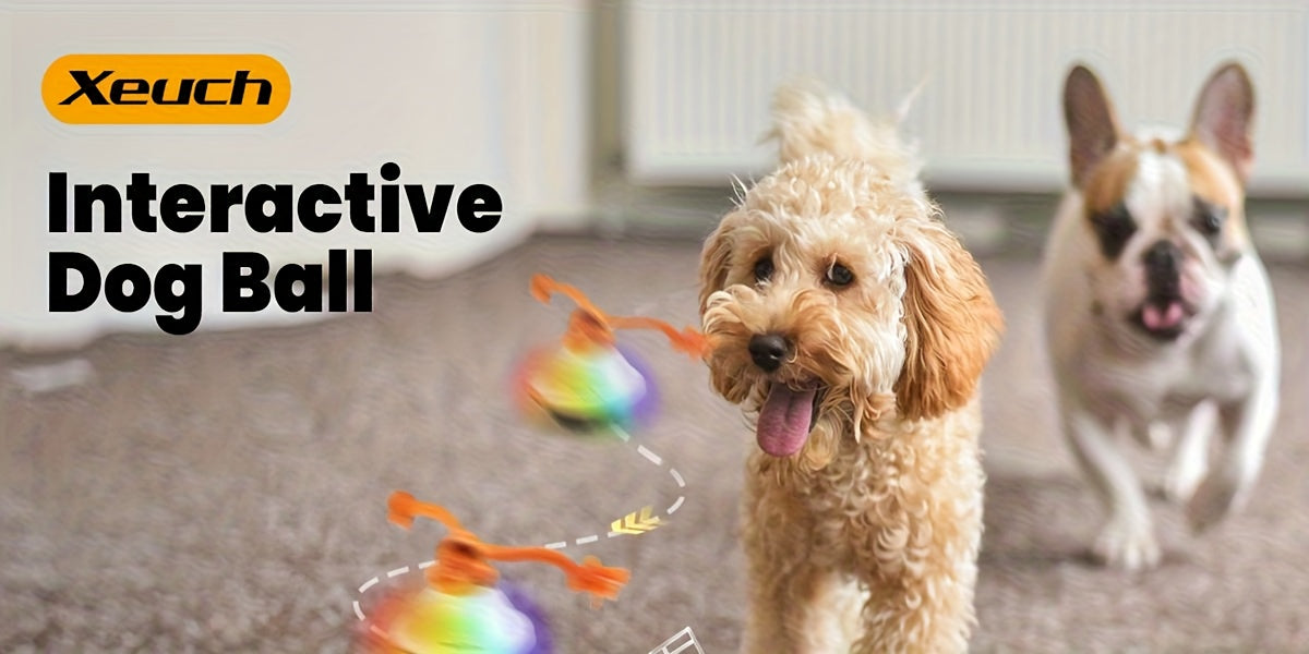 Jouet balle roulante automatique pour chien avec corde, activé par le mouvement, enregistrement vocal, rechargeable par USB, jouet interactif stimulant pour petits et moyens chiens, anti-ennui, gris et blanc