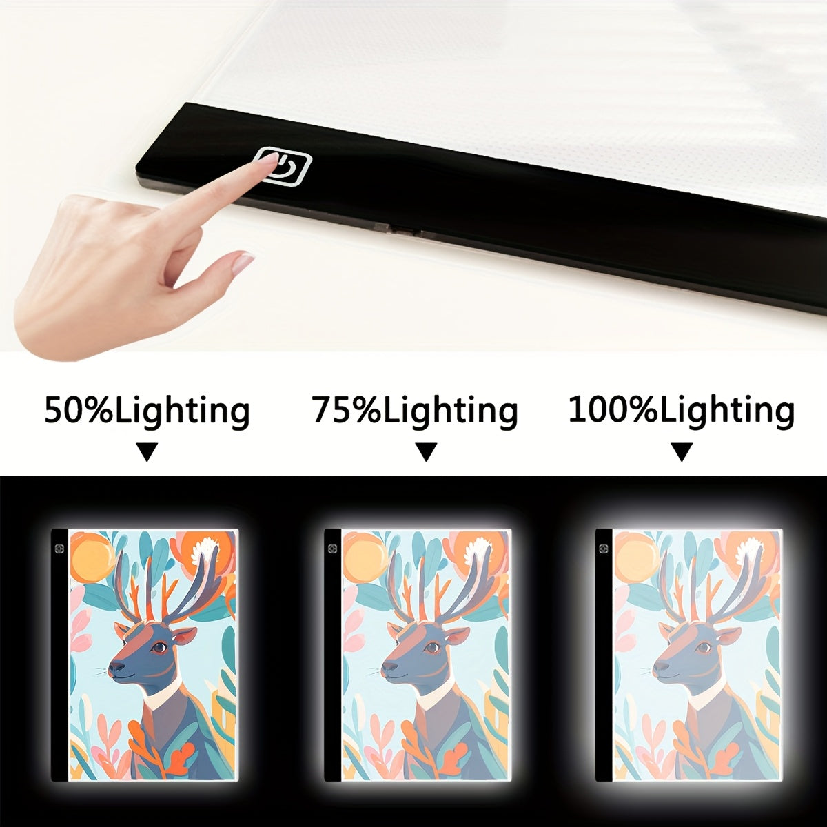 Table lumineuse LED A2 pour diamond painting, traçage et dessin, 3 niveaux de luminosité, alimentée par USB, tablette lumineuse en acrylique ultra-fine, 40 x 60 cm, fournitures d'art diamant et animation