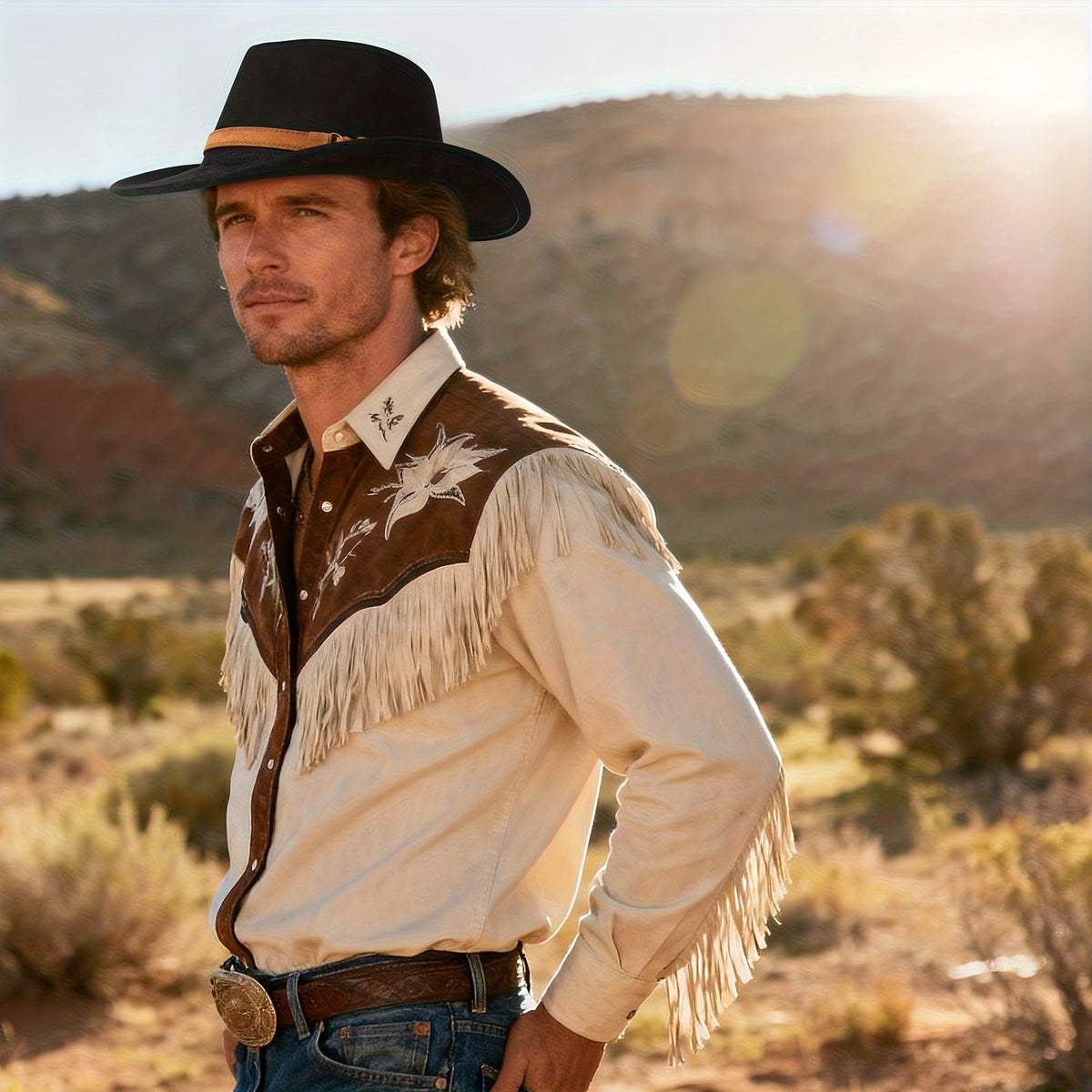 Chapeau de cowboy western rétro à large bord pour hommes et femmes – Chapeau unisexe style Fedora classique pour les voyages décontractés, la plage et les déguisements, disponible en 7 couleurs : marron, noir, kaki, beige, gris, blanc